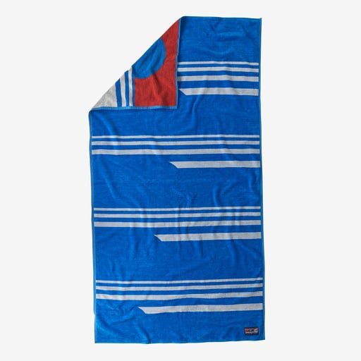 2024s Patagonia Organic Cotton Towel, Color: Water People Skyline Vessel Blue
