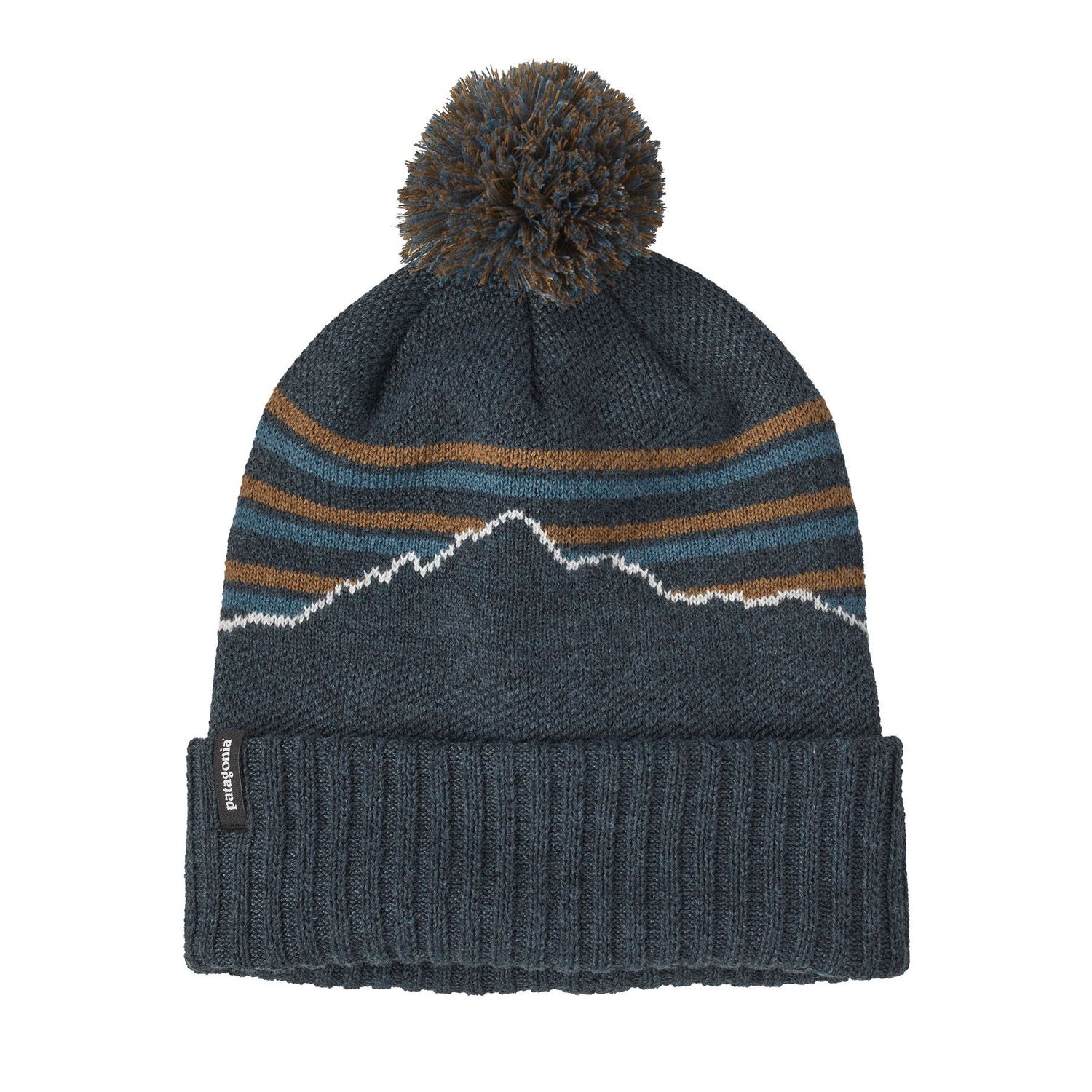 Patagonia Powder Town Beanie, Color: Fitz Roy Stripe Knit Smolder Blue