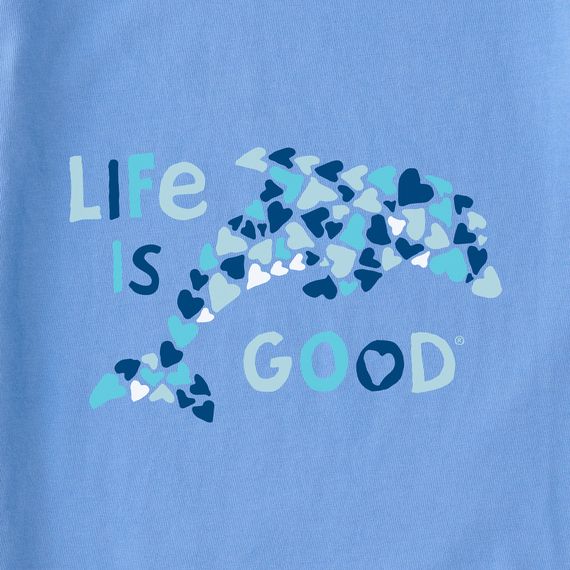 Life is Good K SS Crusher Tee Dolphin Hearts