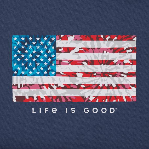 22 Life Is Good T CRUSHER TEE TIE DYE FLAG