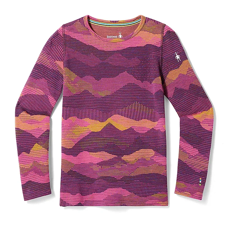 SW K Classic Thermal Merino Base Layer Crew, Color: PURPLE IRIS MTN SCAPE, Size: XX-Small