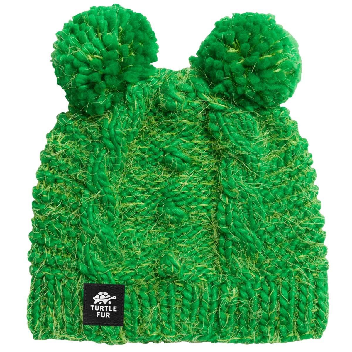 Turtle Fur K Fluff Balls Beanie, Color: Grass