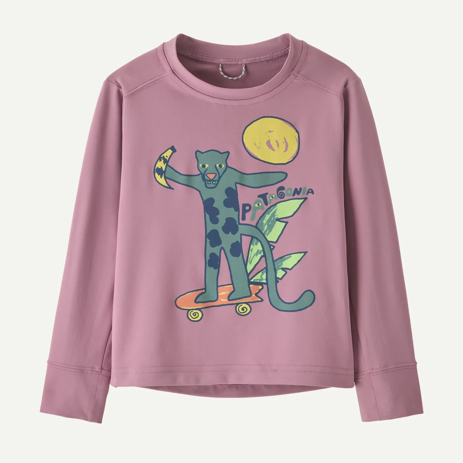 26 Patagonia Baby LS Cap SW T-Shirt, Color: Jaguar Boogie: Light Violet, Size: 2T