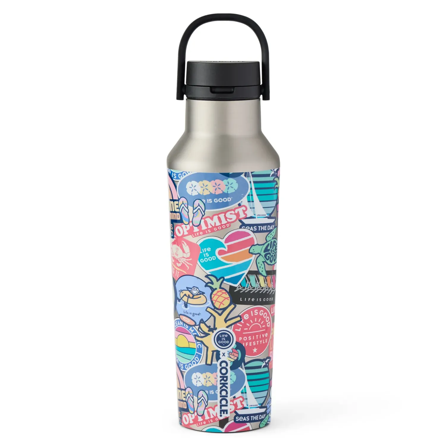 26 LIG Corkcicle Canteen, Size: 20oz, Color: Beach Sticker Collage
