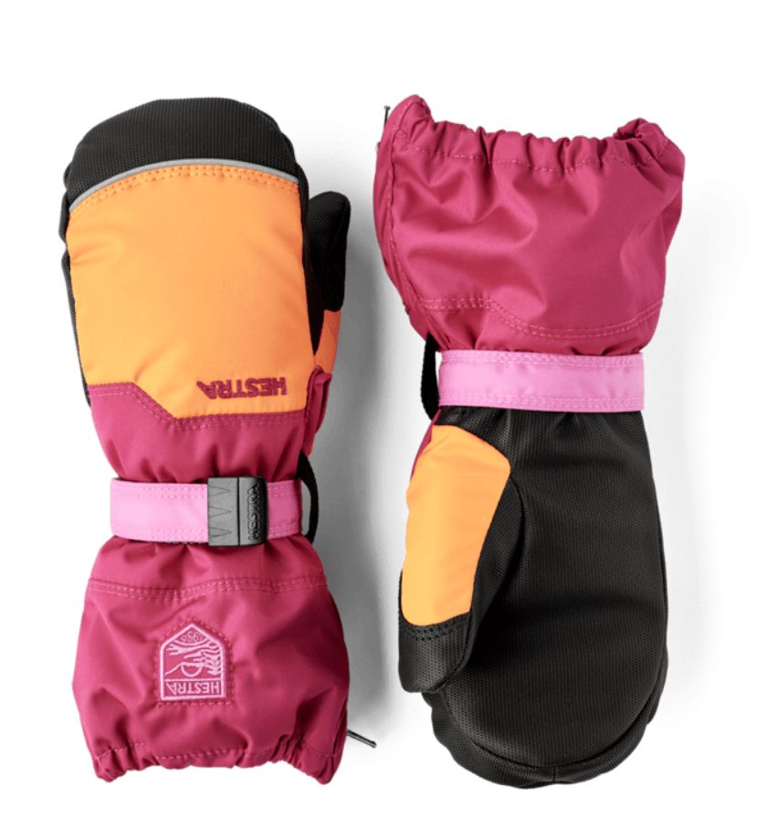 Hestra Baby Zip Mitt, Color: Orange/Orchid, Size: 1