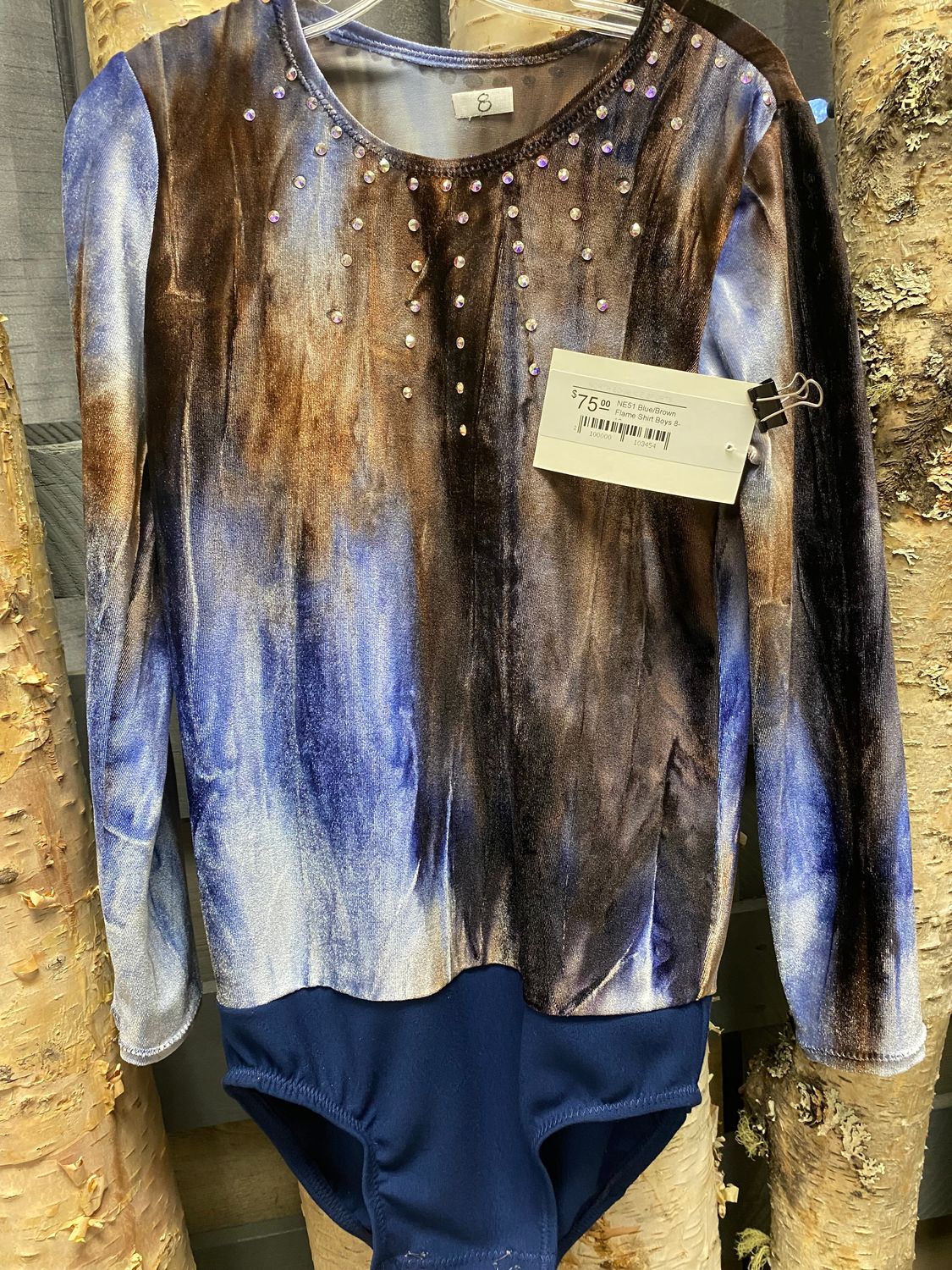 NE51 Blue/Brown Flame Shirt Boy's , Size: 8-10