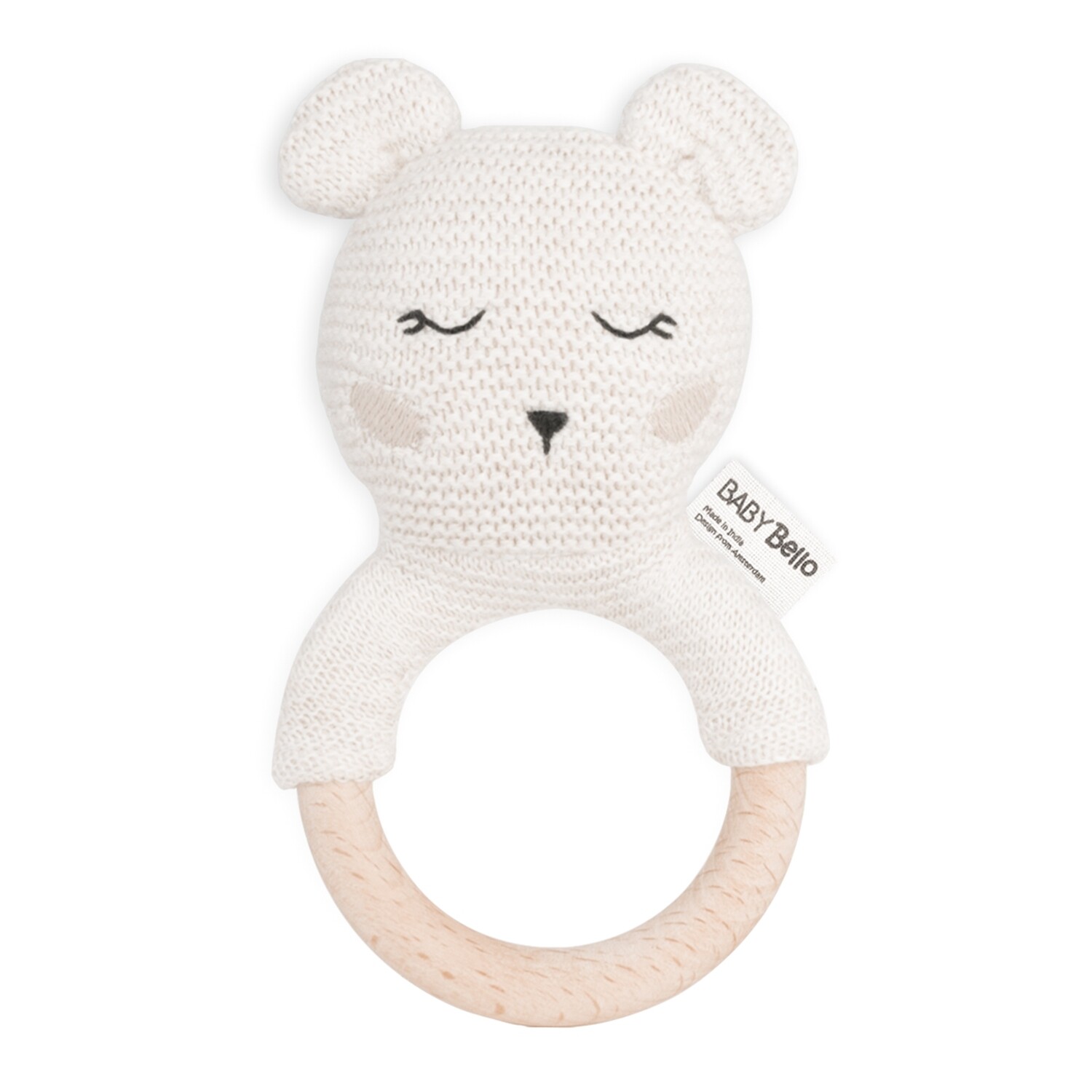 Baby Bello Bobby Polar Bär Beißring mit Rassel