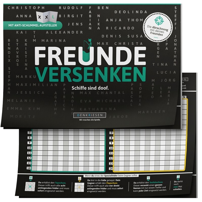 SALE Denkriesen FREUNDE VERSENKEN® "Schiffe sind doof" - Schiffe versenken neu aufgelegt SALE Denkriesen FREUNDE VERSENKEN® "Schiffe sind doof" - Schiffe versenken neu aufgelegt