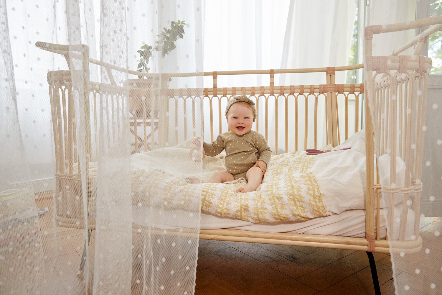 SALE Lässig Baby Langarmbody, Bio-Baumwolle curry Größe 86/92