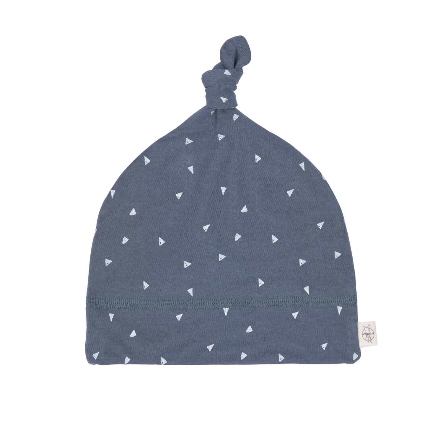 SALE Lässig Babymütze GOTS - Beanie Triangle Blau Größe 74/80 Bio Baumwolle