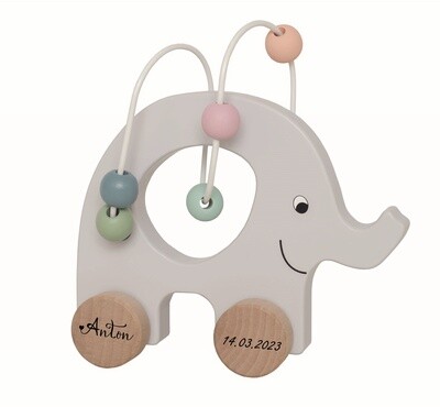Jabadabado Motorik Elefant mit Perlen personalisierbar Jabadabado Motorik Elefant mit Perlen personalisierbar