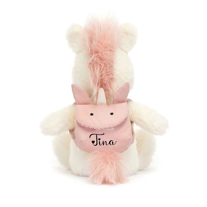 Jellycat  Backpack Unicorn Einhorn mit Rucksack personalisierbar