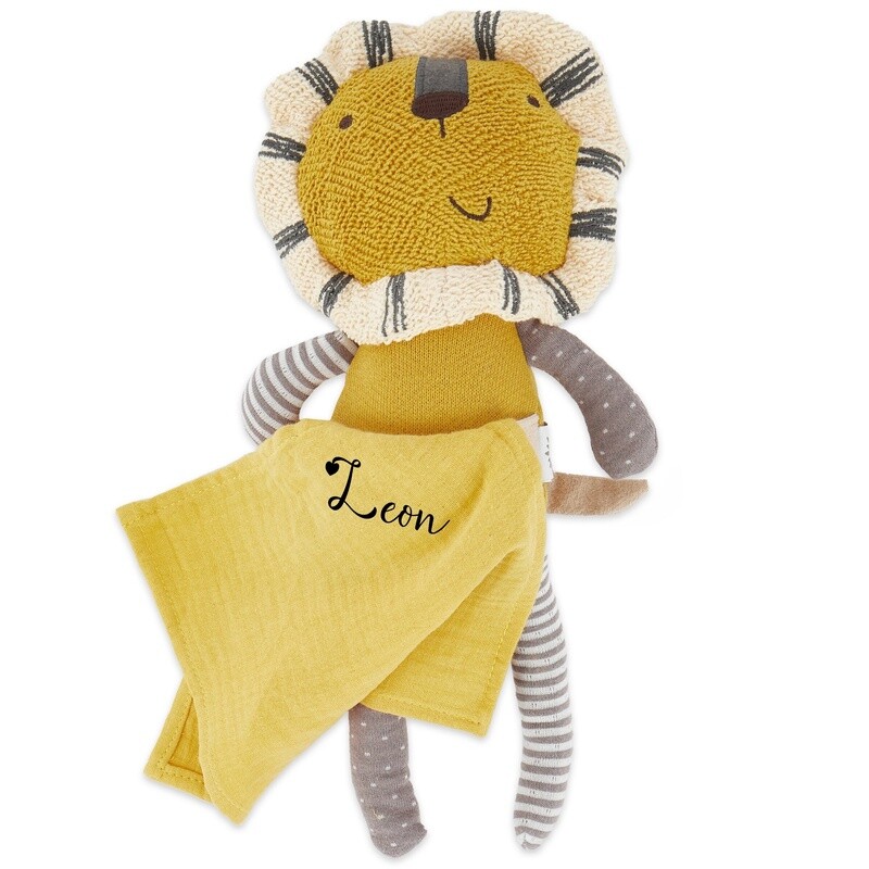 Bieco Kuscheltier Löwe mit Schmusetuch personalisierbar
