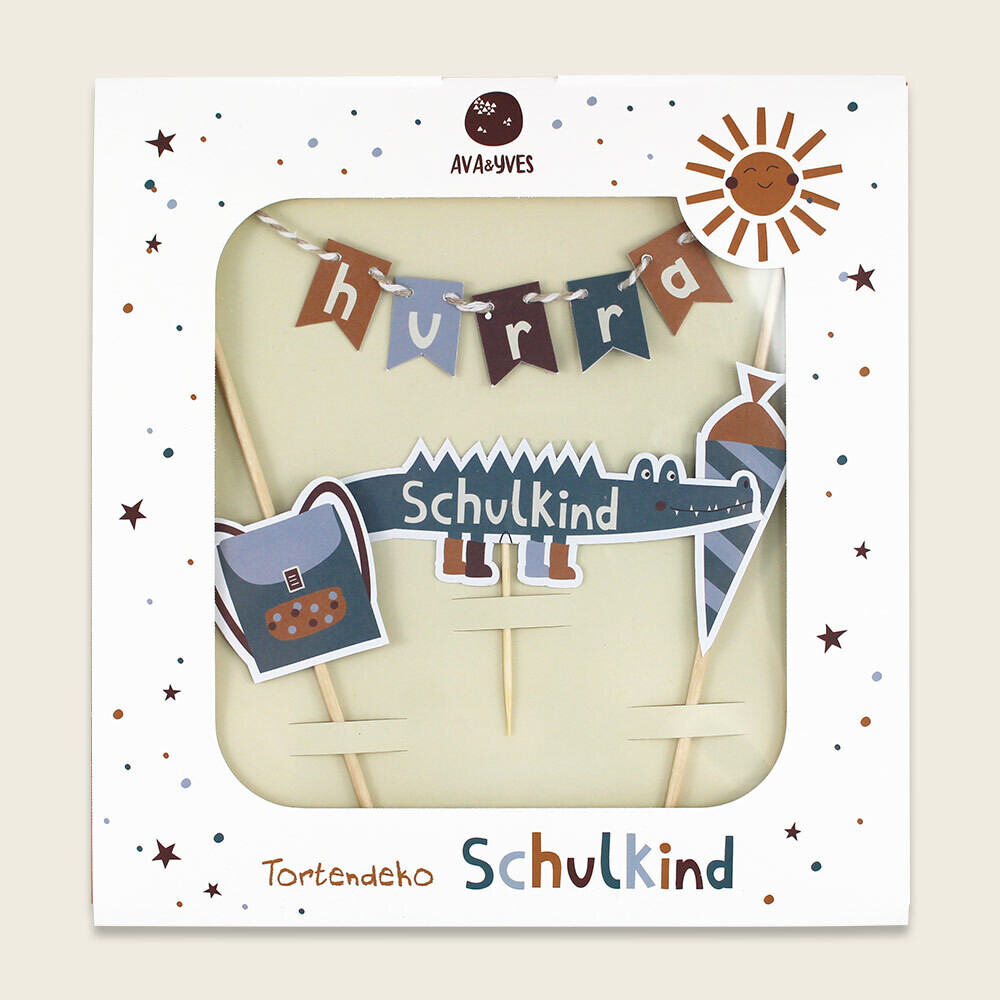 SALE Ava &amp; Yves Cake Topper zur Einschulung (ADVENTURE) – Schulkind