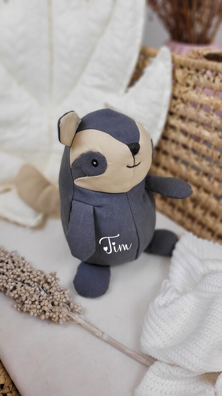 Bieco Kuscheltier Waschbär personalisierbar