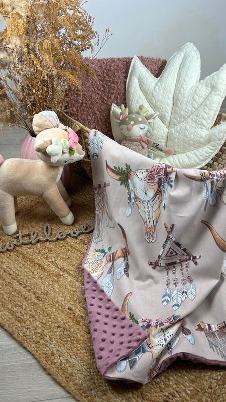 SALE Art.K-Design Babydecke Boho Cow Skull SOFORTVERKAUF SALE Art.K-Design Babydecke Boho Cow Skull SOFORTVERKAUF
