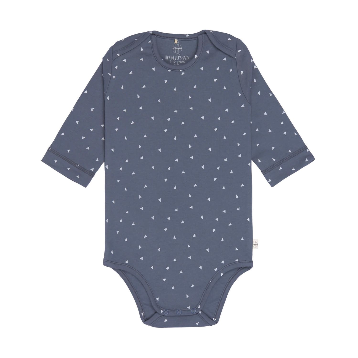 SALE Lässig Baby Langarmbody, Triangle Blue Größe 74/80