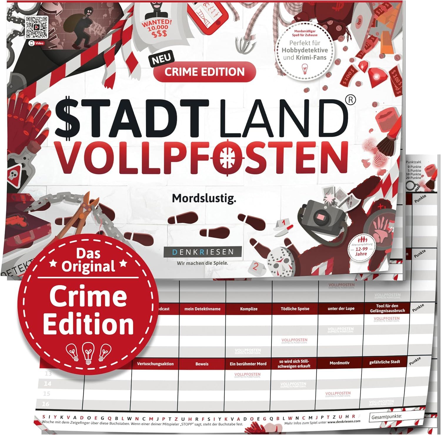 Denkriesen Stadt Land Vollpfosten Stadt Land Vollpfosten® Spielblock | Crime Edition