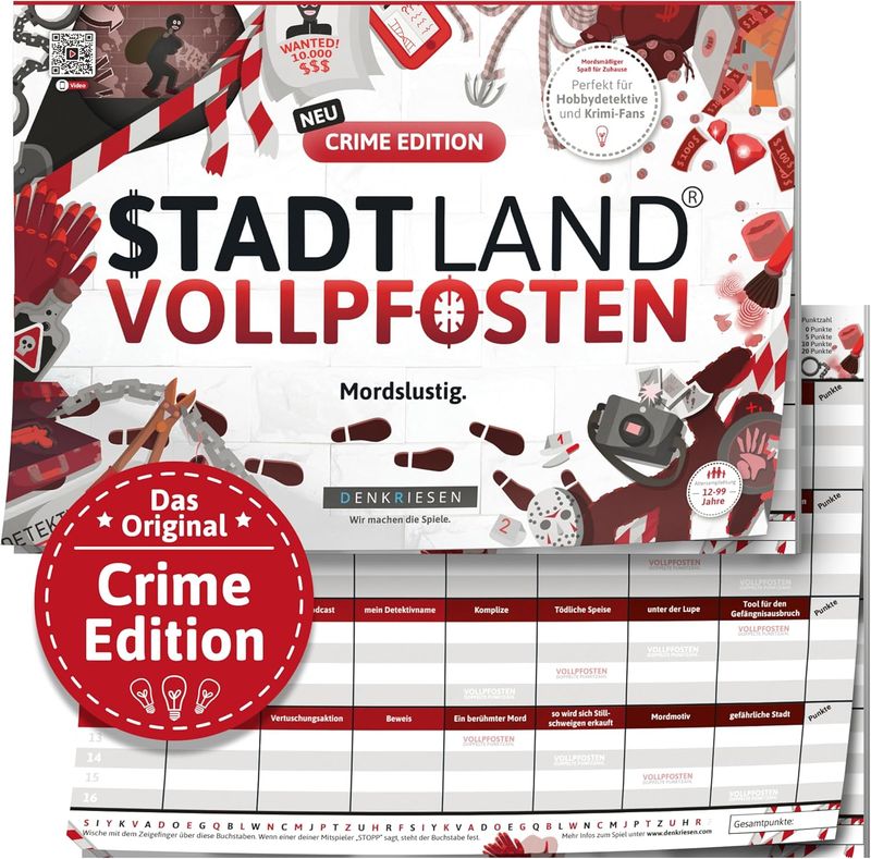 Denkriesen Stadt Land Vollpfosten Stadt Land Vollpfosten® Spielblock | Crime Edition