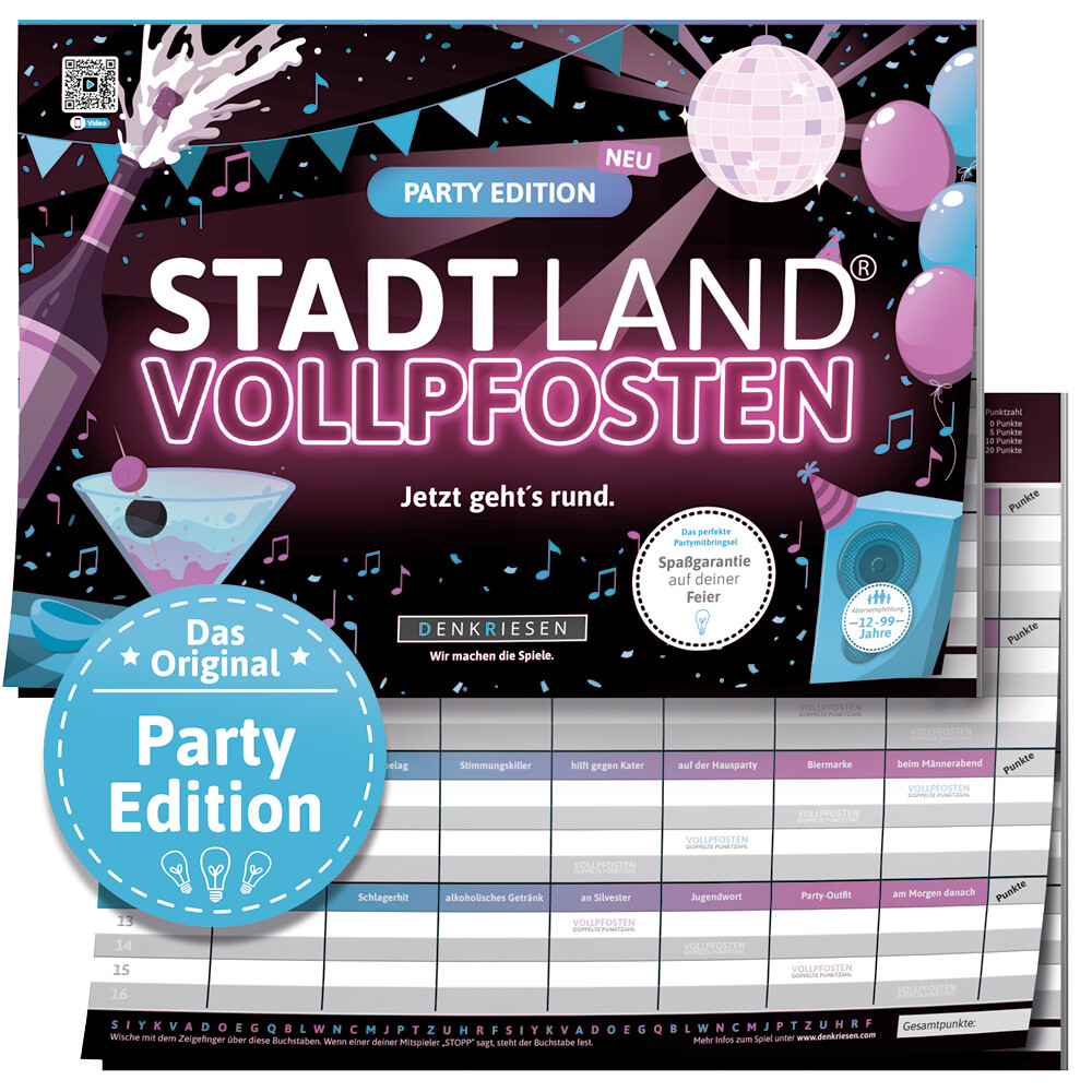 Sale Denkriesen Stadt Land Vollpfosten® Spielblock | Party Edition