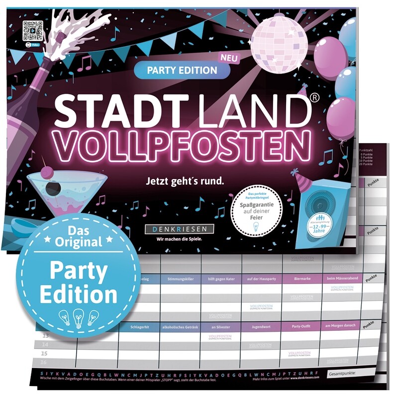 Sale Denkriesen Stadt Land Vollpfosten® Spielblock | Party Edition