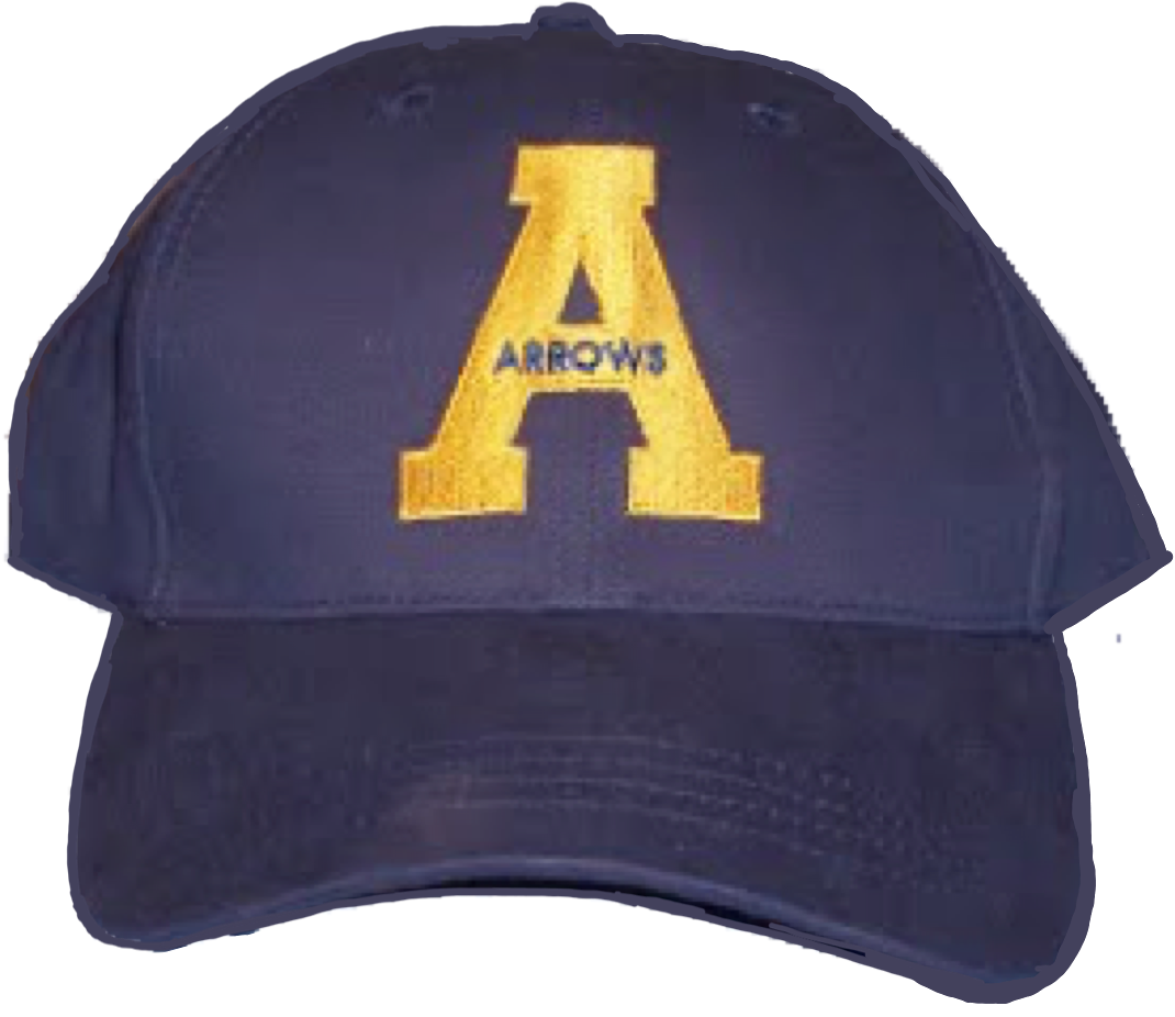 Arrows Baseball Cap - Embroidered yellow A on blue fabric cap. ( One-size)