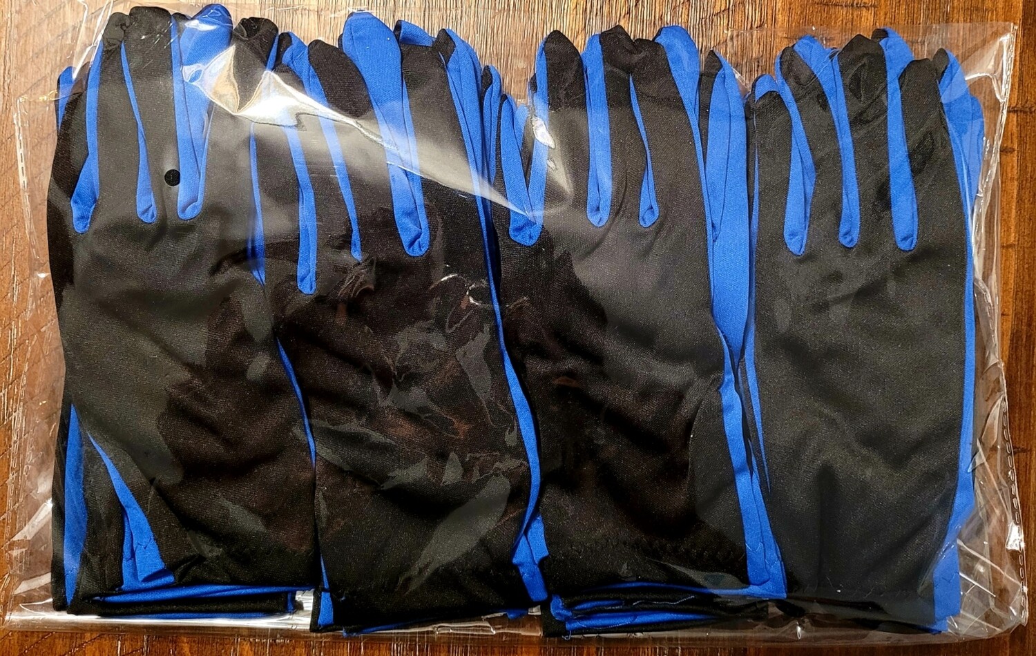 Royal blue and black gloves