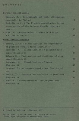 Supplement Classification of Peat and Peatlands Hyytiälä 1979