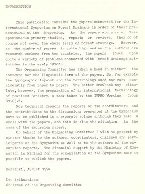 Proceedings of the International Symposium on Forest Drainage Jyväskylä-Oulu 1974