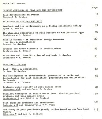 Peat and the Environment Jonköping 1985