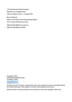 17th International Peatland Congress: Peatlands in a Changing World (PDF) Taizhou 2024