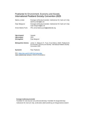 Peatlands for Environment, Economy and Society Gysinge Book of Abstracts (PDF) 2025