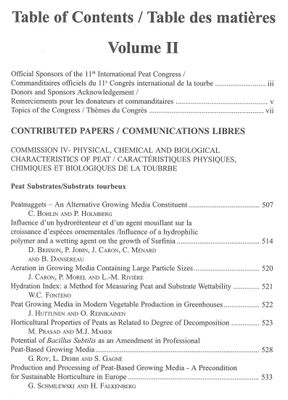 Sustaining our Peatlands: Proceedings of the 11th International Peat Congress Québec 2000 Vol II