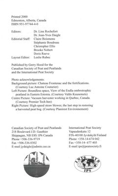 Sustaining our Peatlands: Proceedings of the 11th International Peat Congress Québec 2000 Vol I