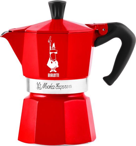 Bialetti Moka Express - percolator - rood - Nutcracker - 3 kopjes
