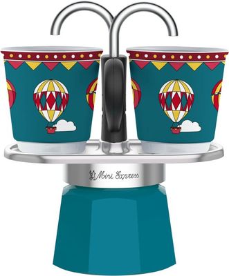 Bialetti Mini Express percolator - Aluminium - 2 kopjes - Winterwonderland Set + 2 espressobekers