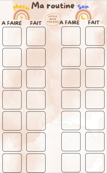 Fiche routine « matin et soir » PDF