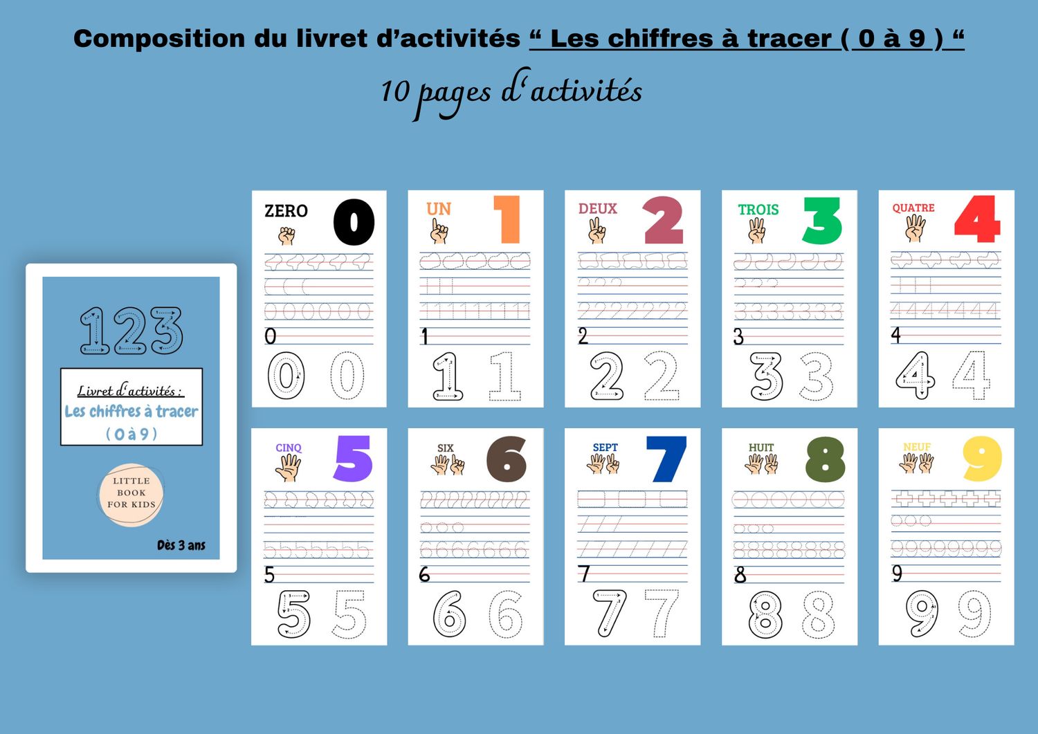 Livret d’activités « les chiffres à tracer (0 à 9) »