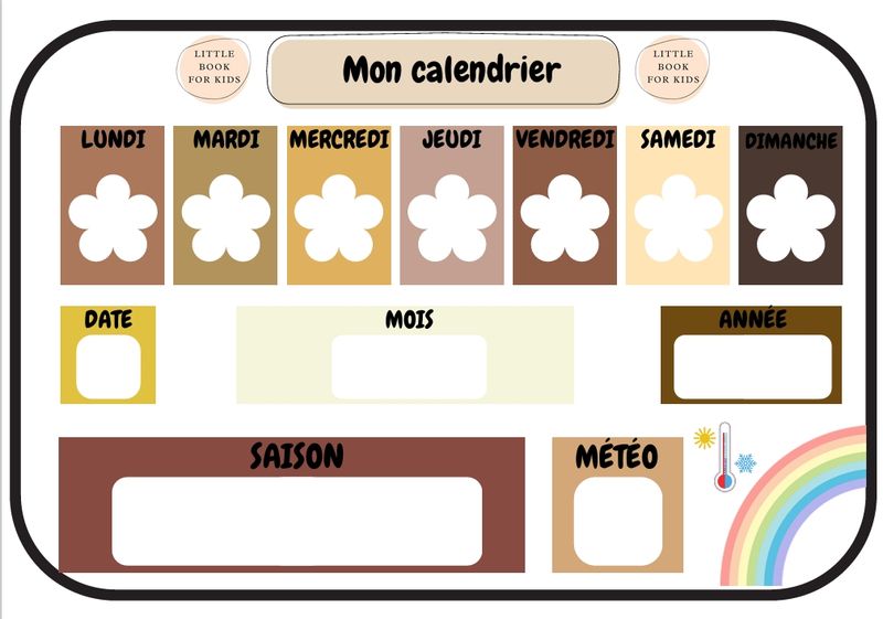 Fiche &quot; Mon calendrier&quot;