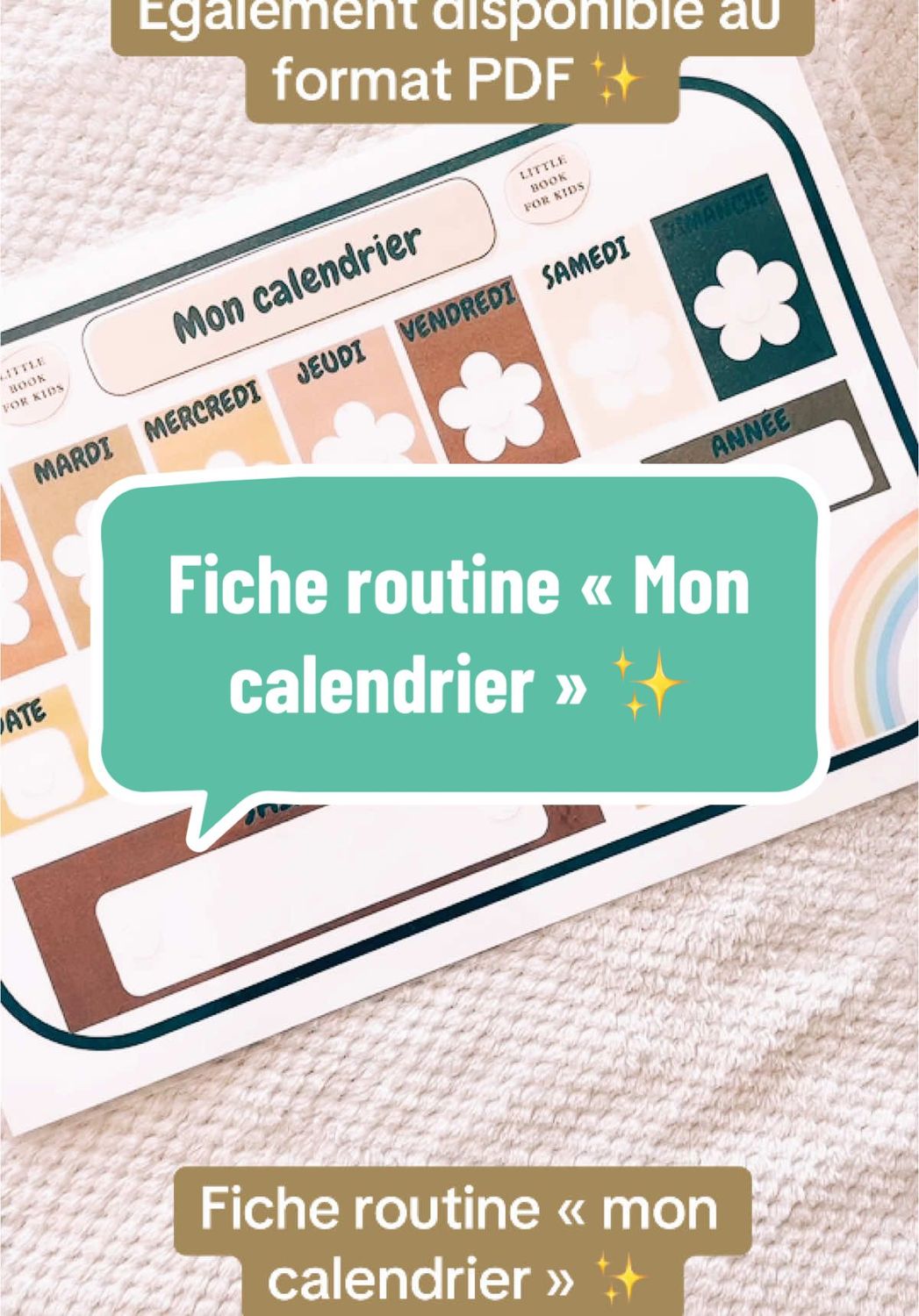 Fiche &quot; Mon calendrier&quot;
