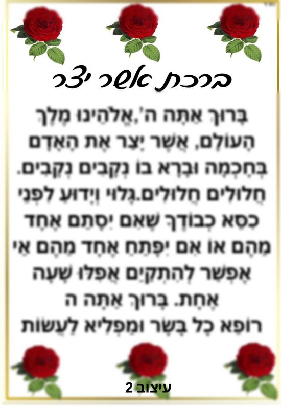 ברכת אשר יצר מחיר-5 ש"ח