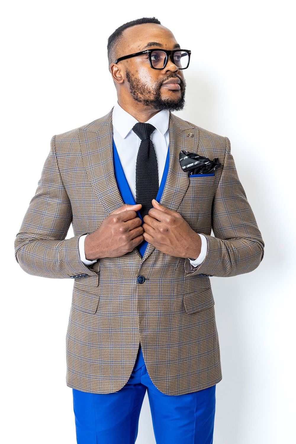Franck La Scelta 100% Wool Tailored Made Ready-Wear Suite (Brown Check)