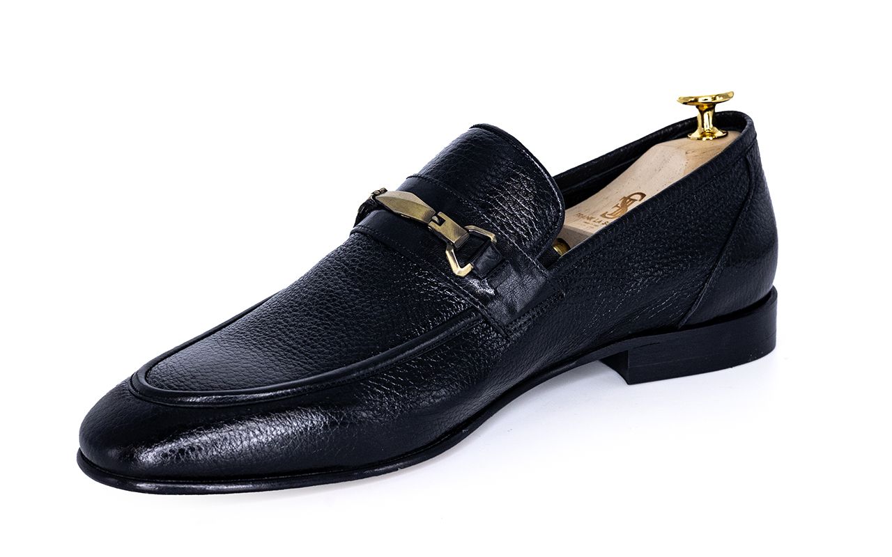 FLS-Handmade Genuine Leather Men`s loafers( Black)