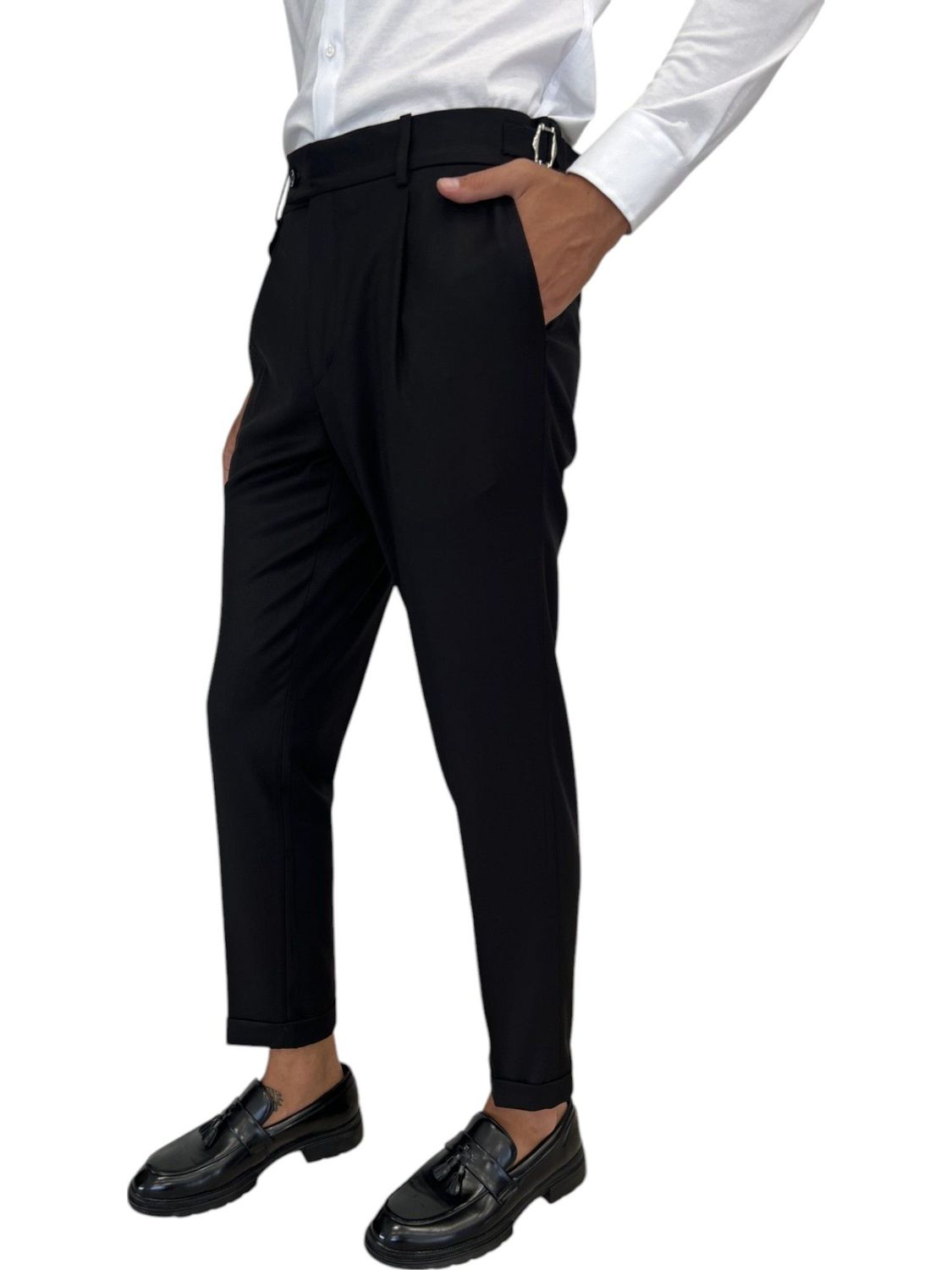 FRANCK LA SCELTA PANT WITH ADJUSTABLE BUCKLES & DROP