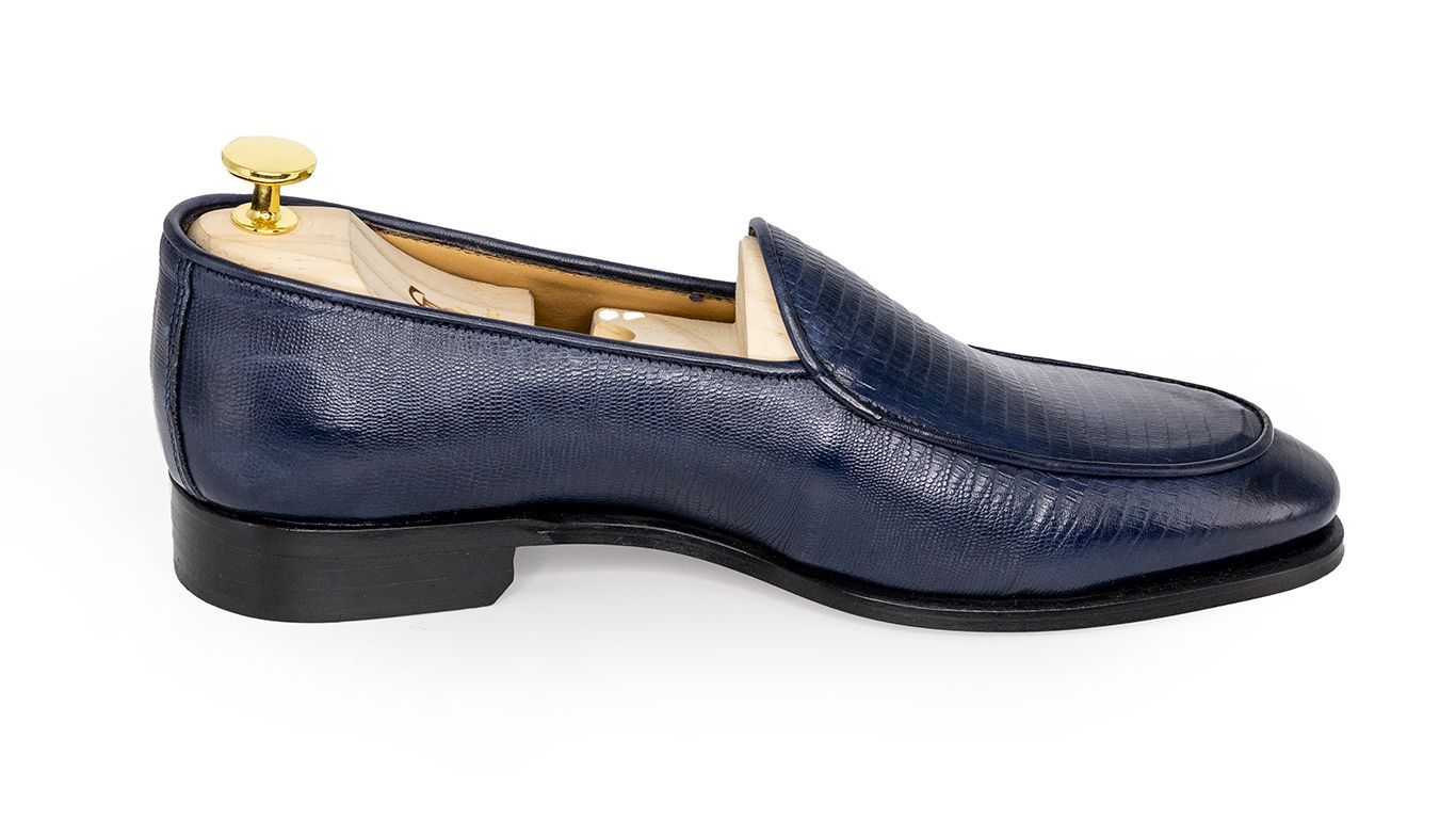 Franck La Scelta Signature Royalty Penny Loafer Handmade (Genuine Leather)-Navy Blue