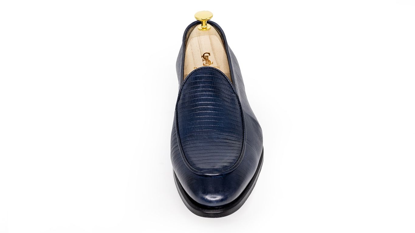 Franck La Scelta Signature Royalty Penny Loafer Handmade (Genuine Leather)-Navy Blue