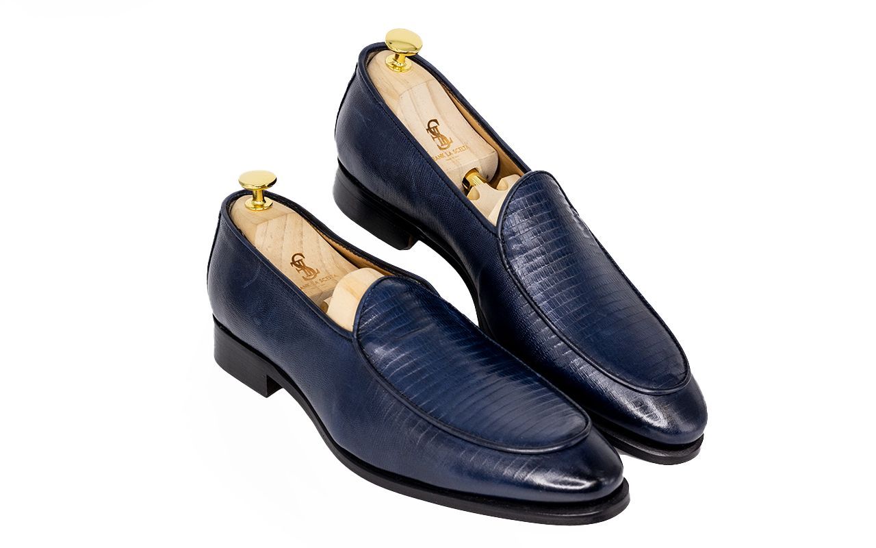 Lukure Navy Blue Leather Penny Loafers Handmade in Italy Size 43 US 10 Franck La Scelta Signature Royalty Penny Loafer Handmade  main image 4