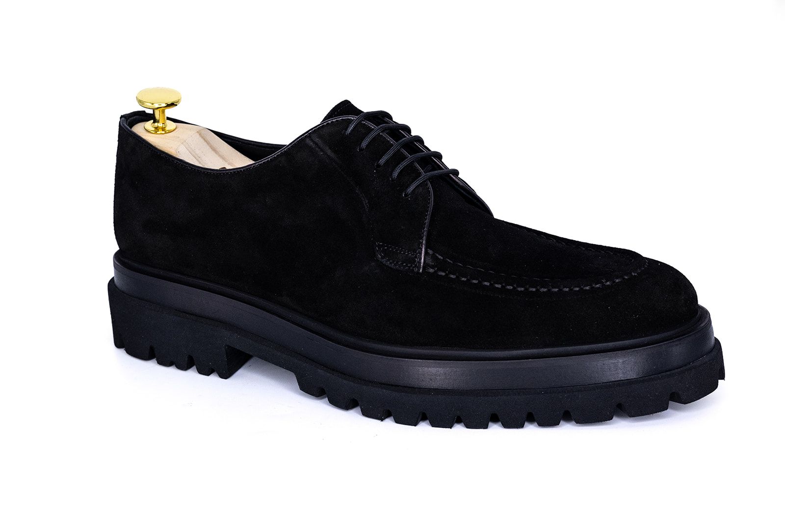 FLS Handmade Italian Classic Derby Golf Suede dressed shoe (Black)