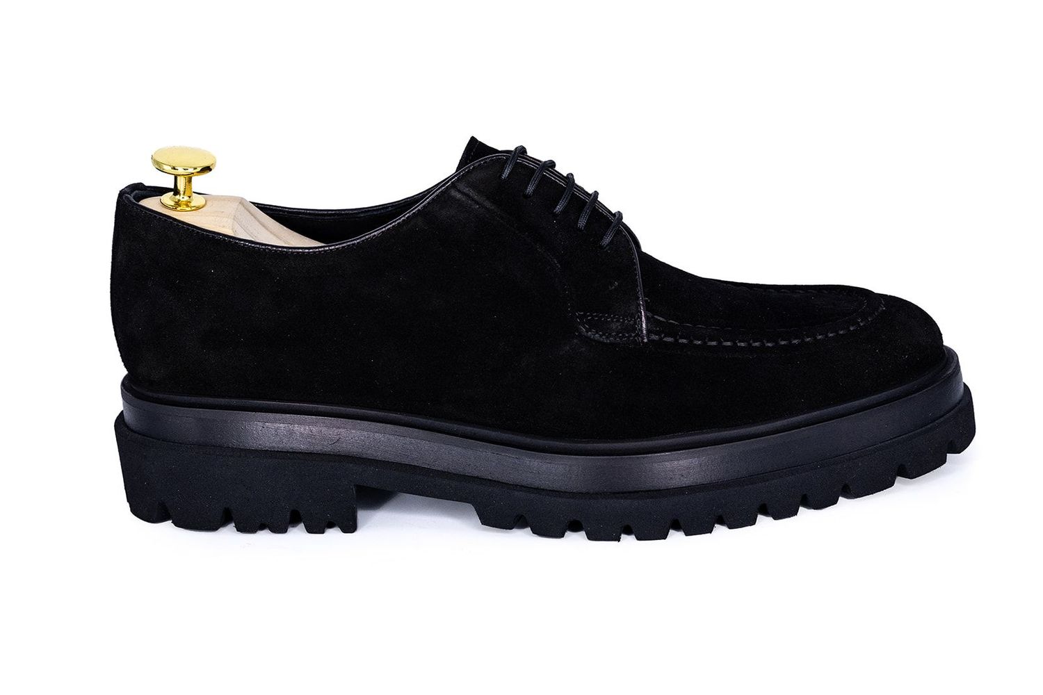 FLS Handmade Italian Classic Derby Golf Suede dressed shoe (Black)