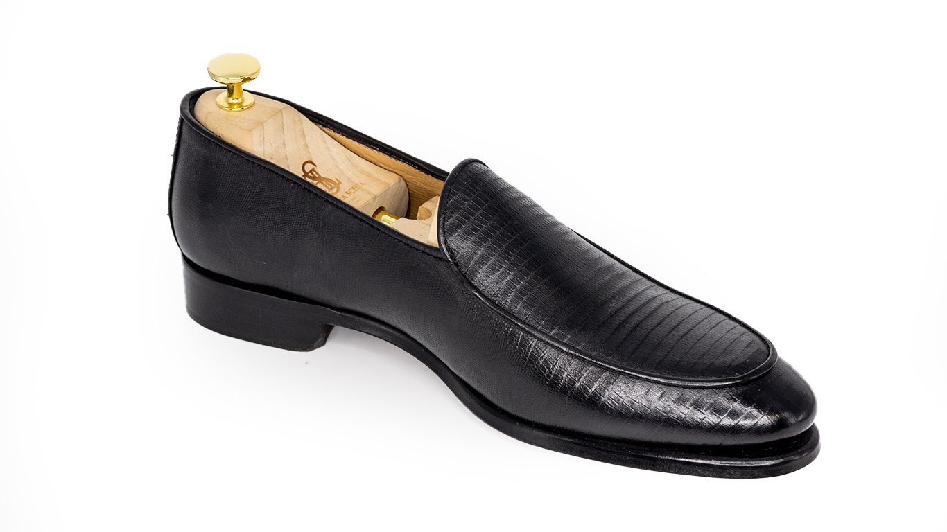 Franck La Scelta Signature Royalty Penny Loafer Handmade (Genuine Leather)-Black